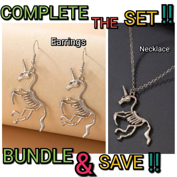 Pale Horse Skeleton Unicorn Horse Necklace Spooky Season Approved! - Picture 11 of 11